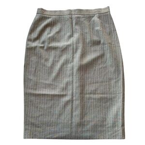 Escada Margaretha Ley Wool Pinstripe Pencil Skirt Career Taupe Brown Size 38 M